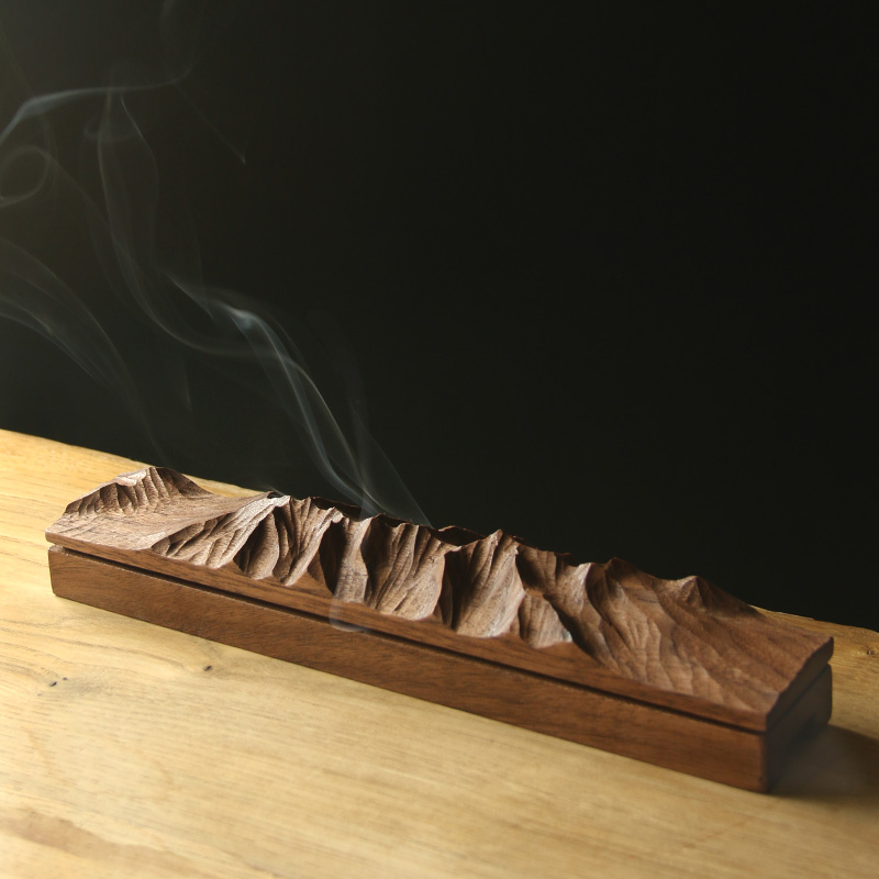 雨木山形香炉线香茶室香座实木创意香