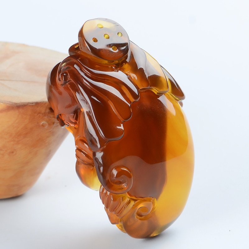 20.11g(带链)【工作室】-天然缅甸琥珀金棕大象