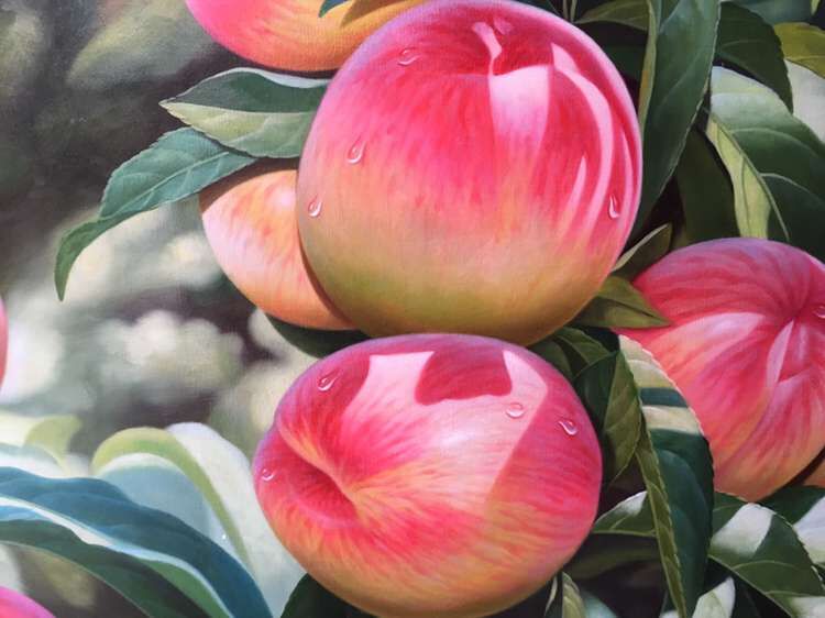 赵锦碧《桃子》画布油画