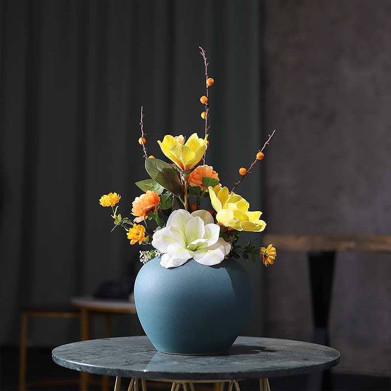 简约现代陶瓷禅意花瓶摆件干花花器新中式轻奢客厅玄关家居装饰品