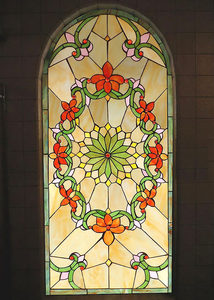 定制玄关隔断屏风窗吊顶门芯欧式教堂彩色蒂凡尼钢化雕刻艺术玻璃