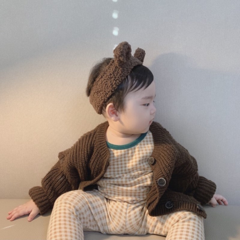 INS男宝宝发带泰迪绒可爱兔耳朵囟门带饰品婴儿拍照韩国男孩头饰
