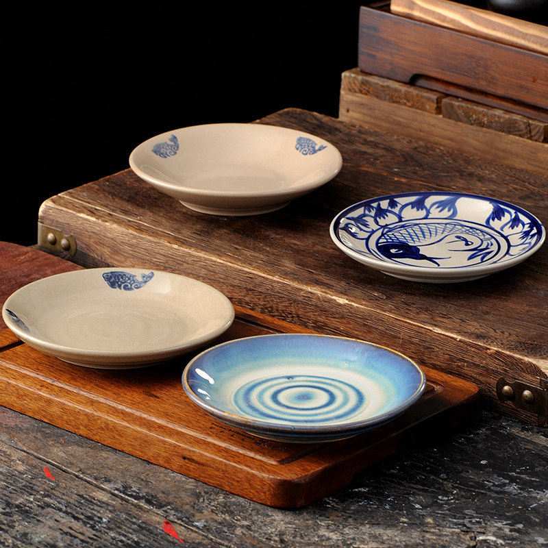 中式复古陶瓷禅意小碟子家用粗陶老式菜碟点心盘六英寸6寸盘子碟