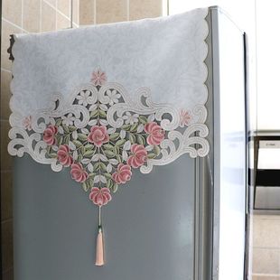 冰箱盖巾欧式双对开门简约现代单开门刺绣布艺防尘盖布家用冰箱罩