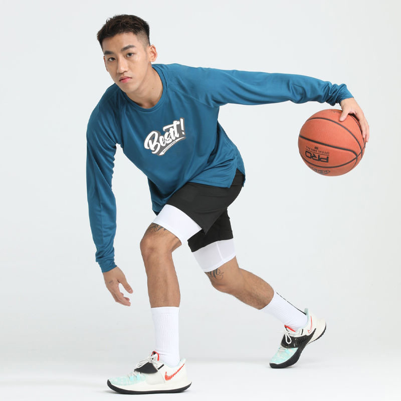 篮球训练长袖美式体育生田径秋冬季热身运动速干体能服cba上衣