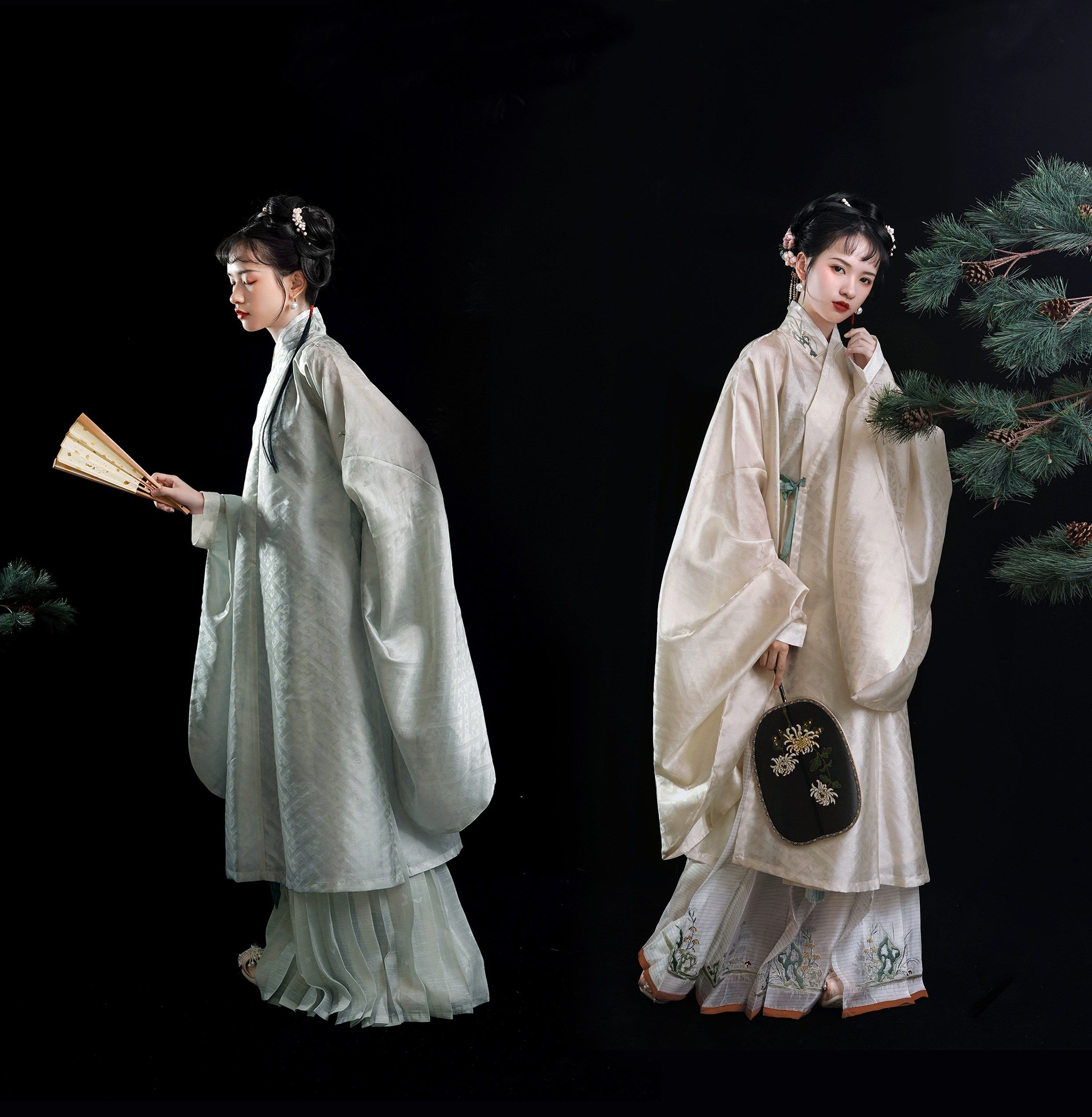 【上遥居】抱幽 明制春秋原创汉服女交领大袖白长衫兰花绣花马面