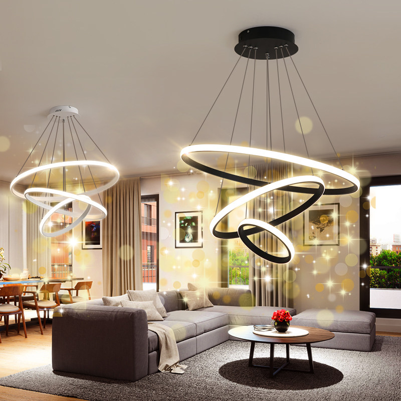 2021新款客厅吊线灯简约现代餐厅吧台环形吊灯家装卧室灯创意灯具