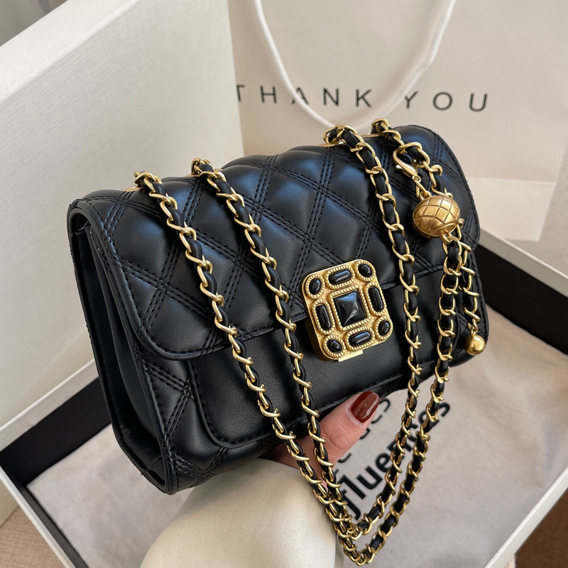 超火链条包包2021新款包包女包高级质感斜挎包百搭ins单肩小方包