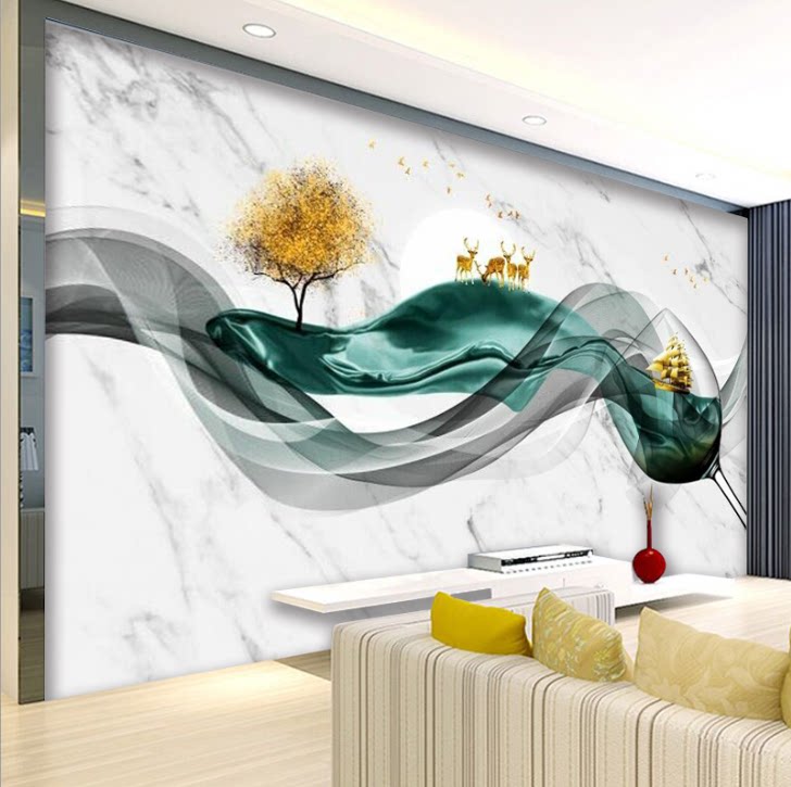 8d新款现代简约蒲公英电视背景墙壁纸客厅墙纸3d立体壁画影视墙布