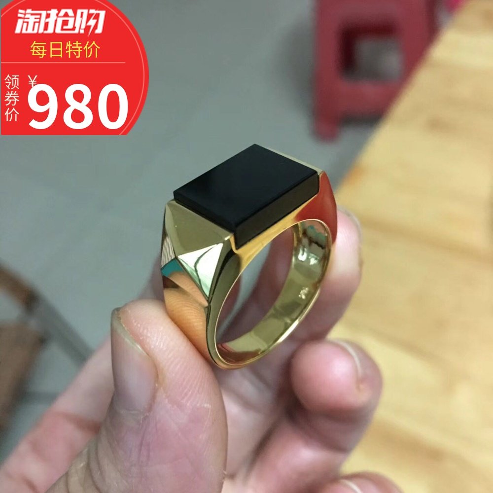 翡翠戒指男士 男款_墨翠冰种缅甸老坑墨翡天然a货戒指男款戒指18k镶嵌