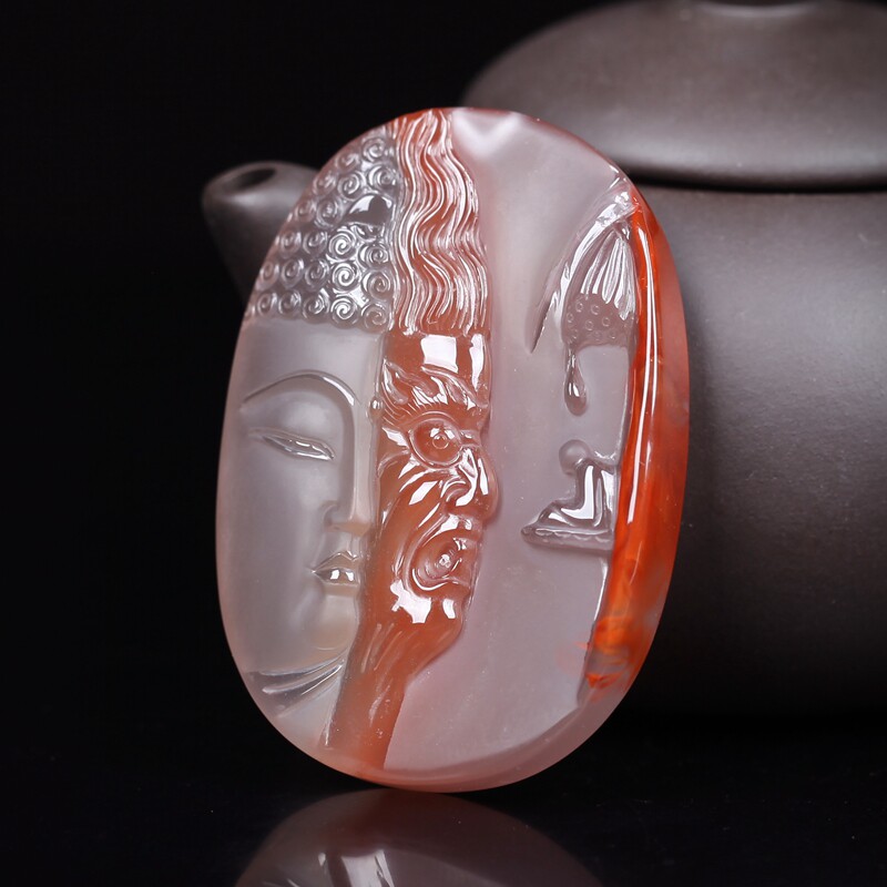 45.1g 【匠心工作室作品】天然南红玛瑙佛一念之间吊坠