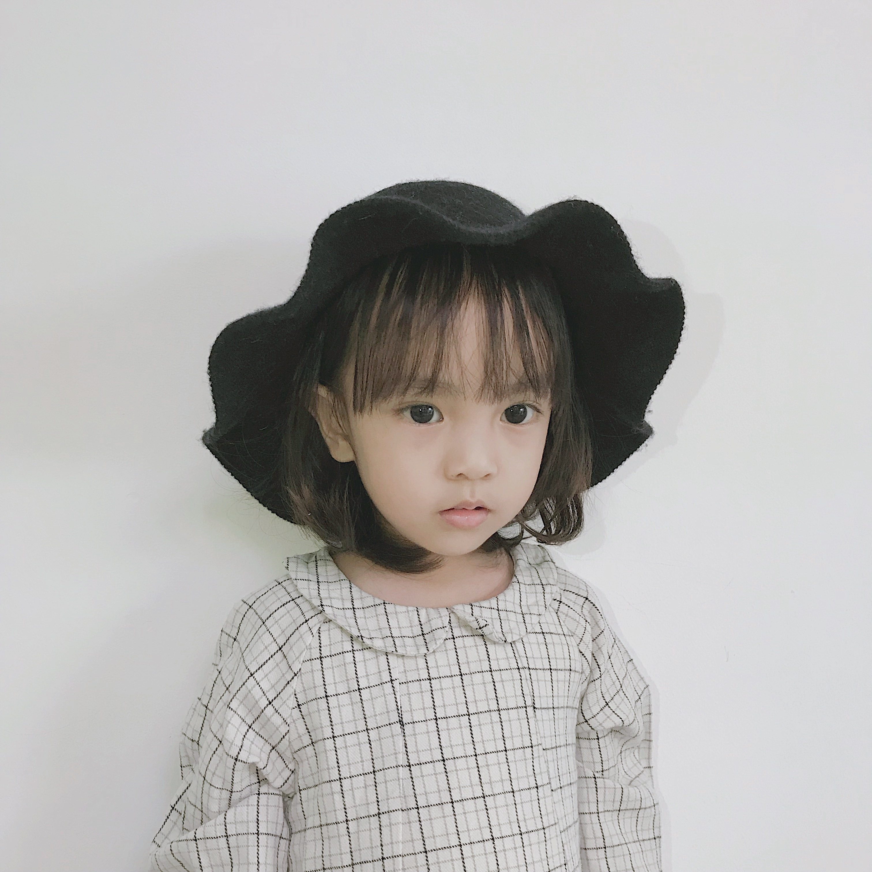 渔夫帽女童冬_儿童秋冬帽子宝宝纯色渔夫帽花边公主盆帽小女孩时尚