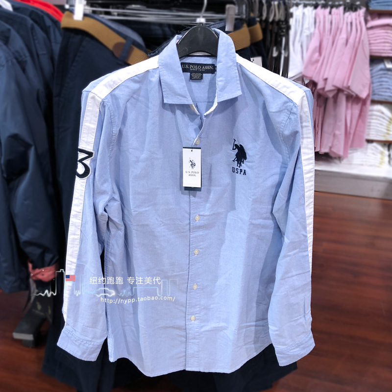 男士大马标长袖衬衫青年休闲衬衣 us.polo.assn 美国