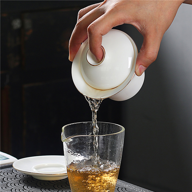 一折青花盖碗 兰花