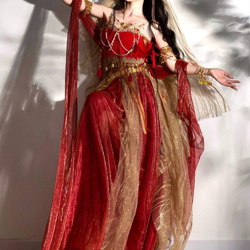 敦煌飞天服装汉服女异域风情印度舞西美人影楼演出服中国风舞蹈装