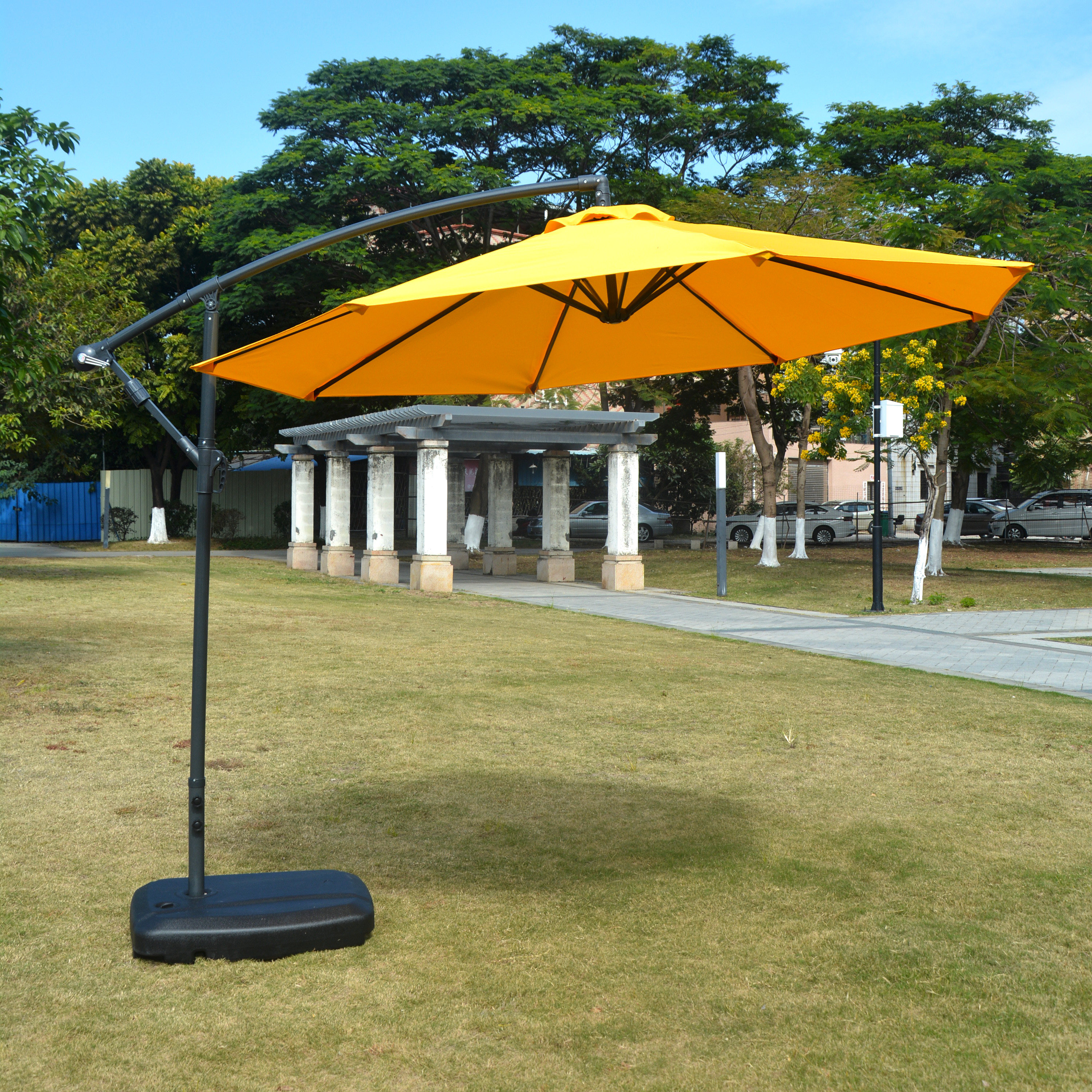 遮阳伞户外太阳伞庭院休闲伞侧边伞黄橙白酒红绿蓝色香蕉伞花园