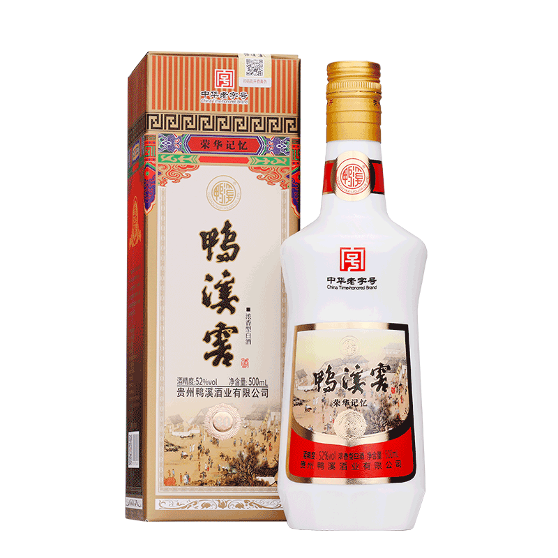 单瓶试饮 鸭溪窖荣华记忆80版 52度浓香型白酒 500ml*1瓶礼盒装