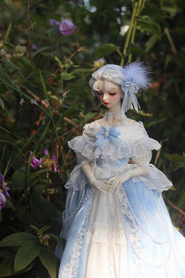 半倾城手作bjd三分四分洋装娃衣材料包1号含纸样教程蓝色酒红色