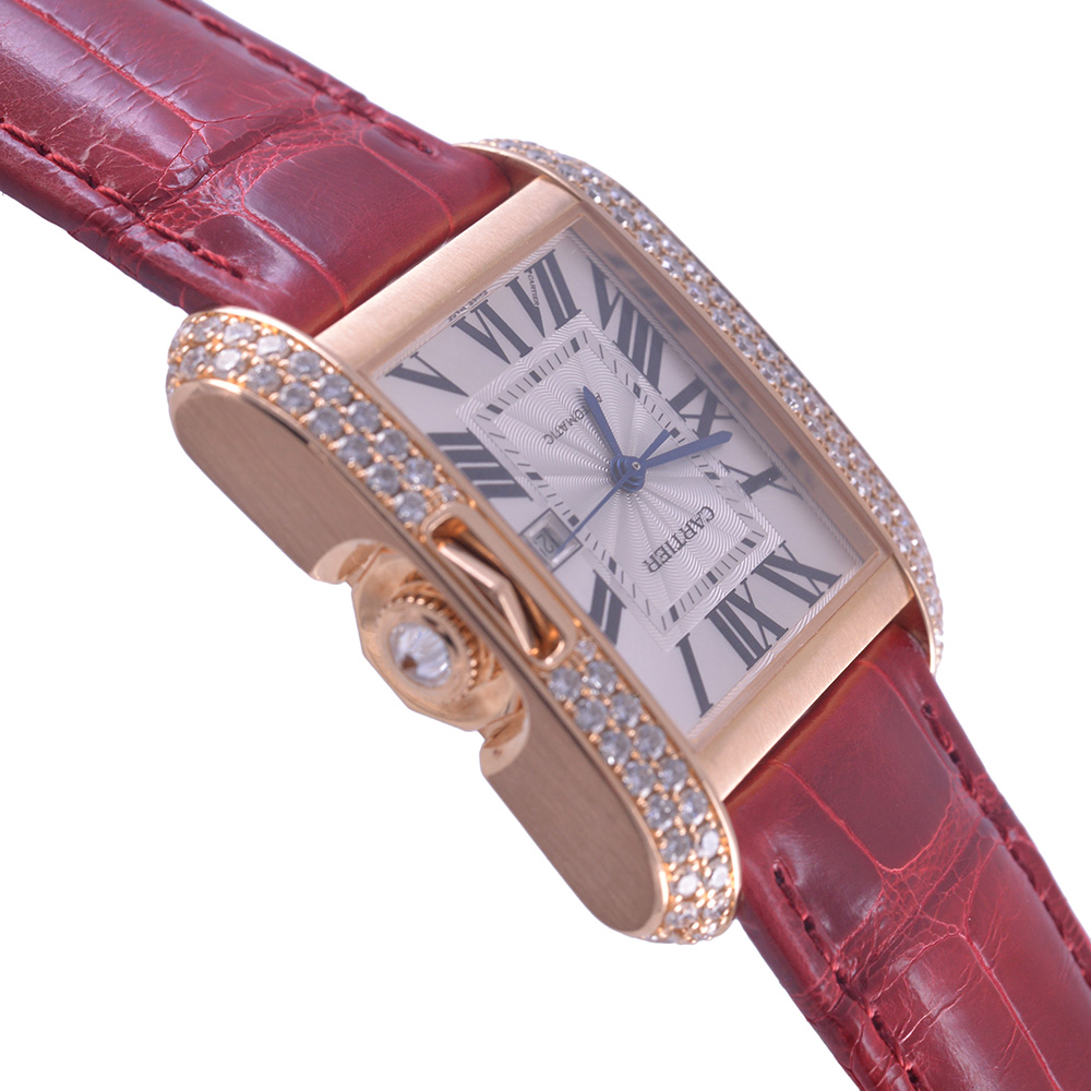 [9.5新]卡地亚18k玫瑰金 镶钻 自动机械 女表