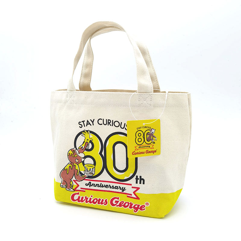 日本正品乔治猴纪念款简约环保帆布休闲拎包手提便当包通勤饭盒袋