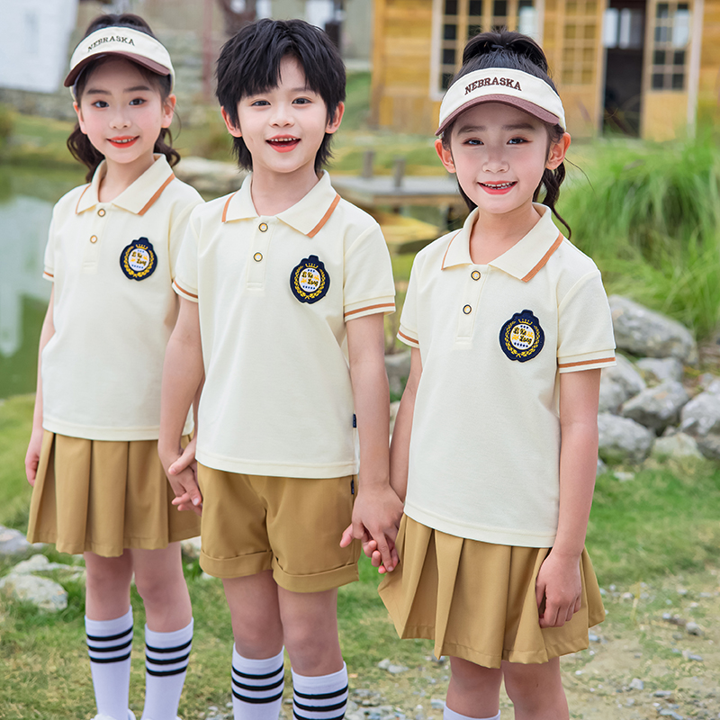 中小学生校服英伦风短袖T恤夏季POLO衫套装幼儿园园服六一儿童节