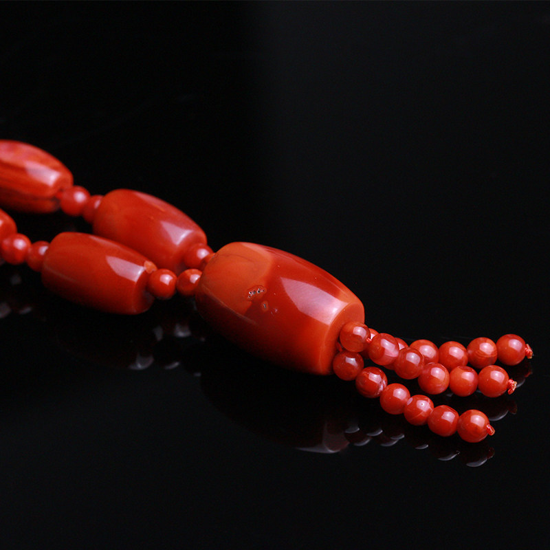 53.85克【火焰纹桶珠项链】天然南红玛瑙 寓意红红火火 经典特色