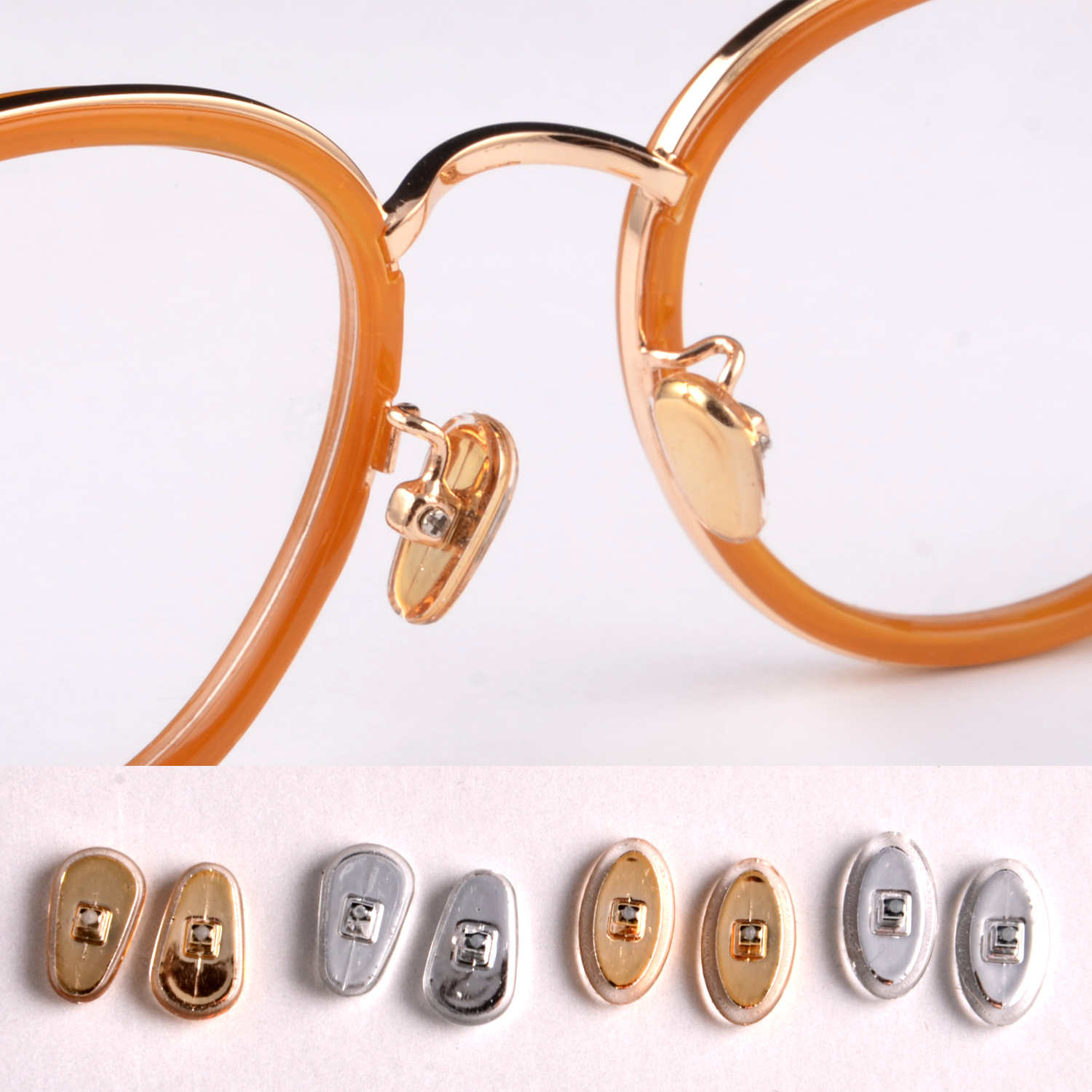 眼镜鼻托眼睛框架配件托叶金色属硅胶防滑无痕减压鼻托螺丝刀鼻垫