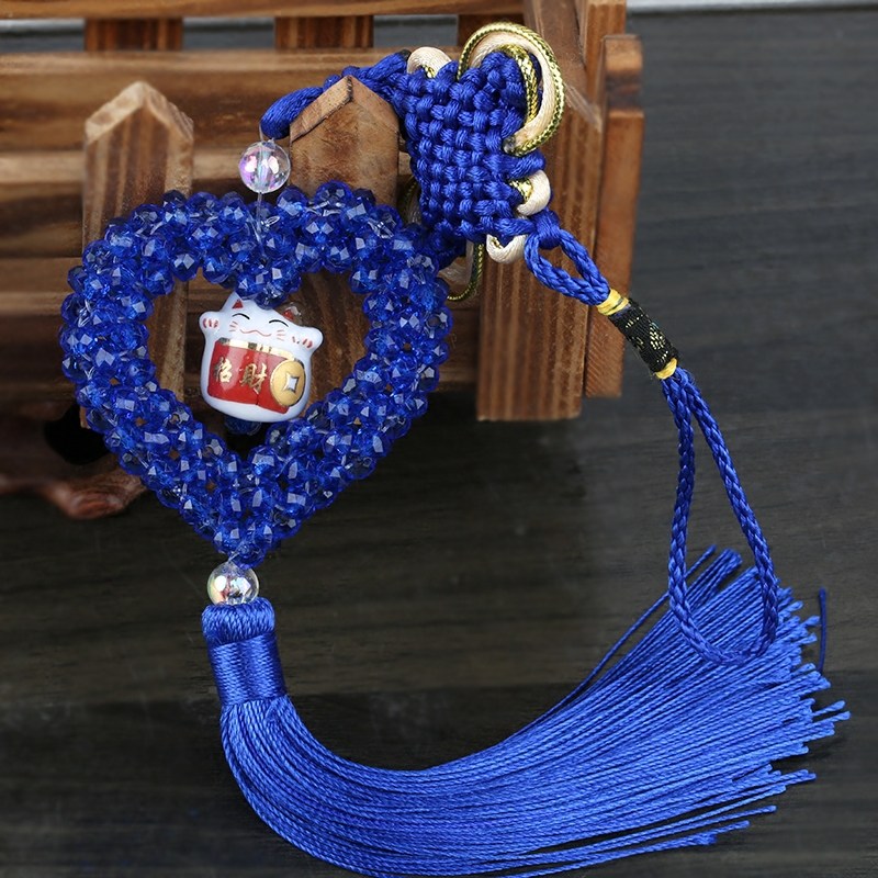 包邮 串珠编织招财爱心车挂件手工diy平安车钥匙挂件饰品工艺品散珠子