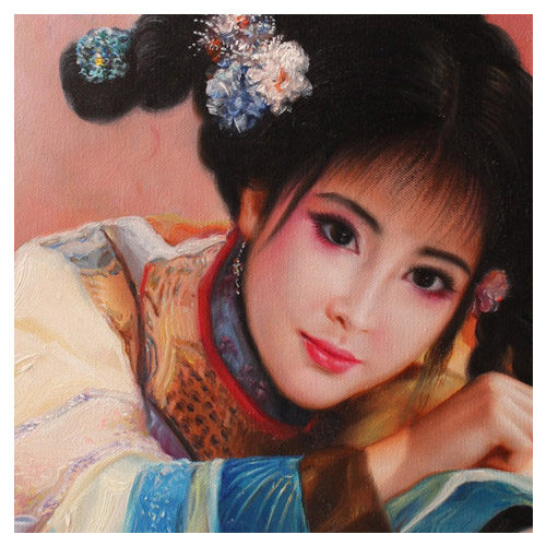林本生《美人图》布面油画51x61cm