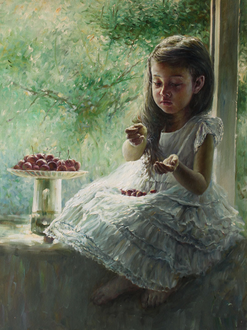 杨真武《小女孩》布面油画51x71cm