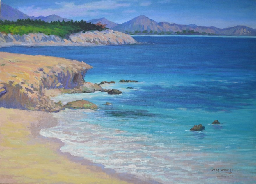 翁兆锦《海岸》布面油画53*73cm