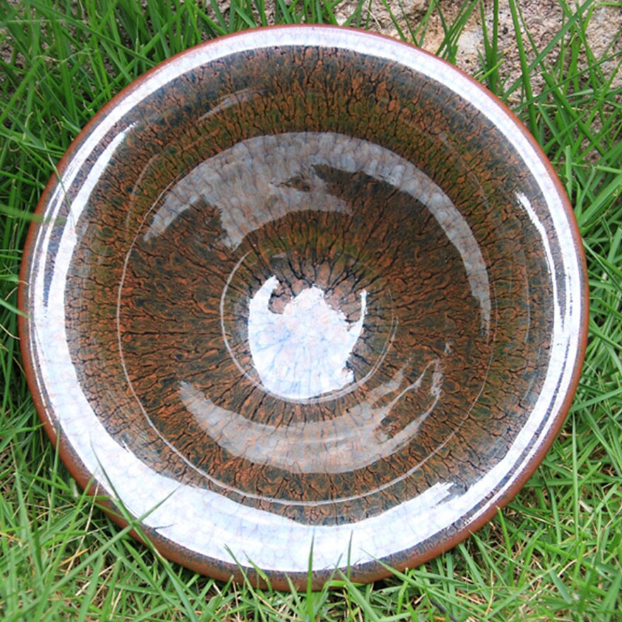 园艺建盏 罗丁15公分【花开富贵】油滴紧密均匀 08225