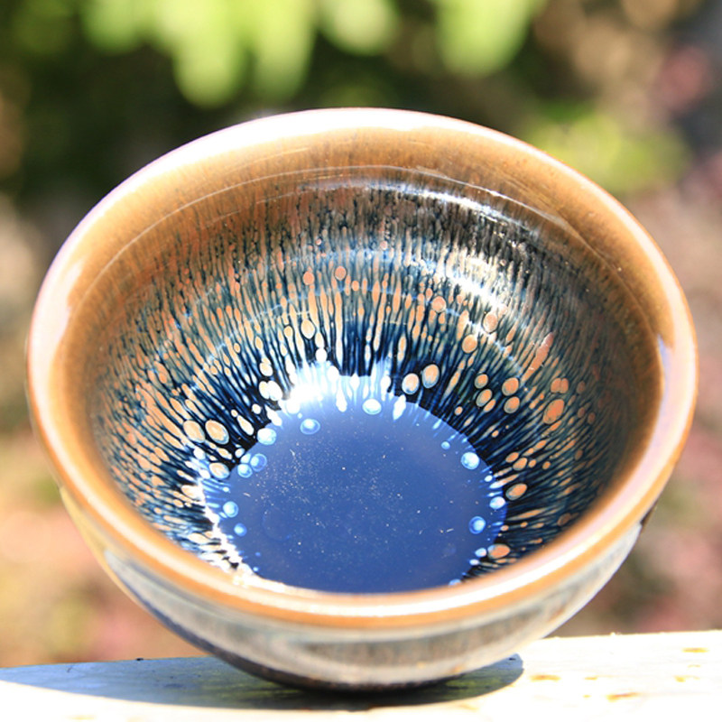 文东建盏 吴文东 《蓝彩油滴盏》08265