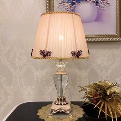 裸粉色温馨水晶床头台灯卧室 结婚房欧式简约客厅大号LED可调光