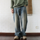 宽松直筒微阔潮流日系重水洗复古牛仔长裤男cityboy休闲牛仔裤