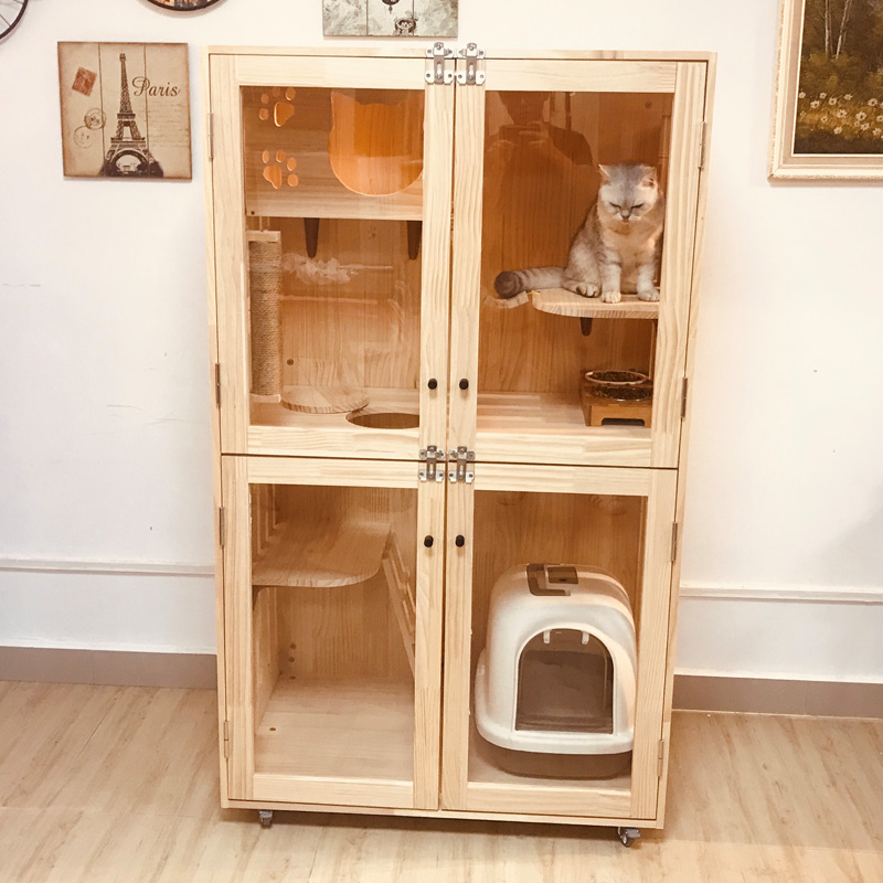 猫笼实木猫别墅猫窝豪华猫房子猫柜猫舍展示宠物店笼猫咖猫床猫架