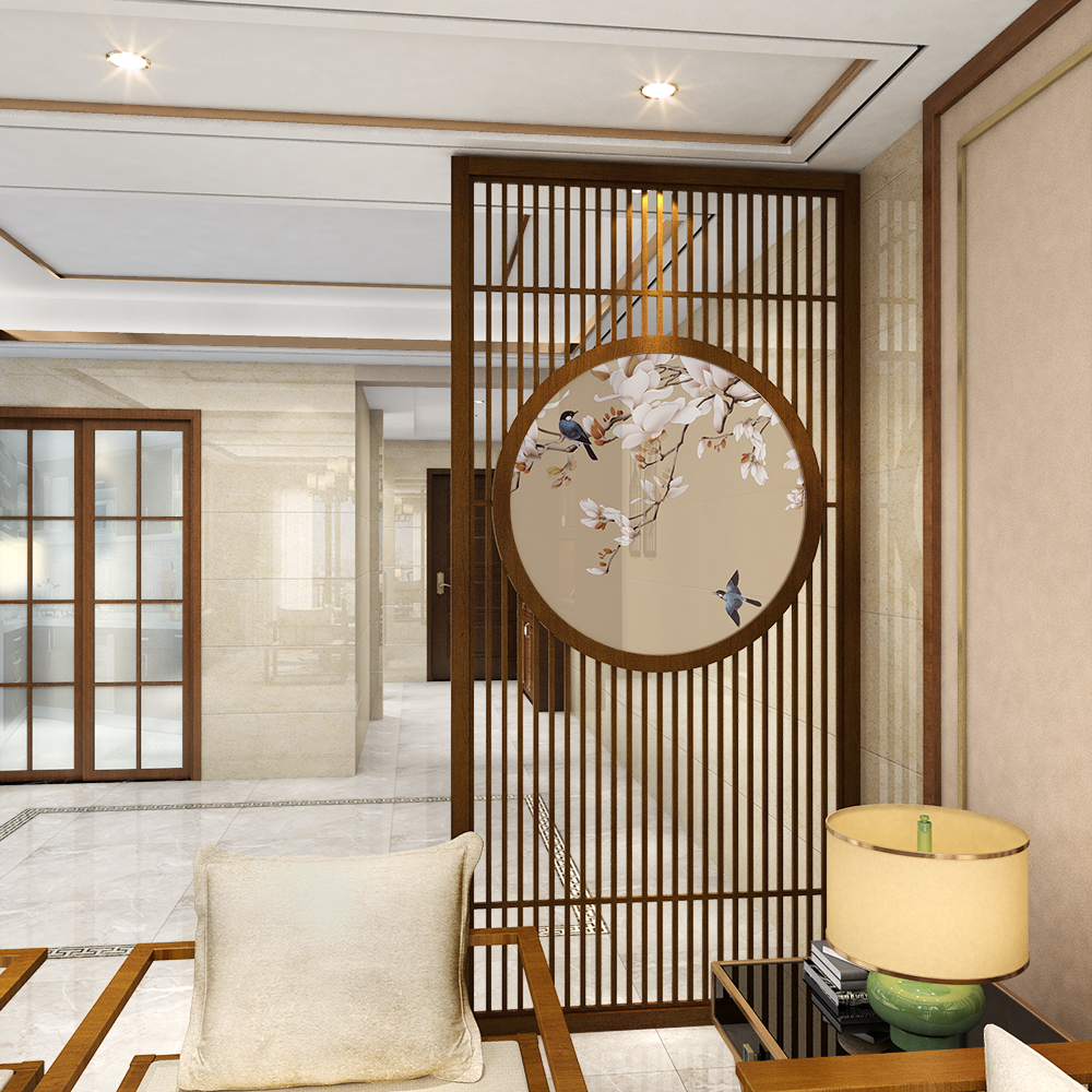 新中式实木屏风玄关隔断客厅卧室遮挡家用挡煞隔断墙镂空简约栅栏