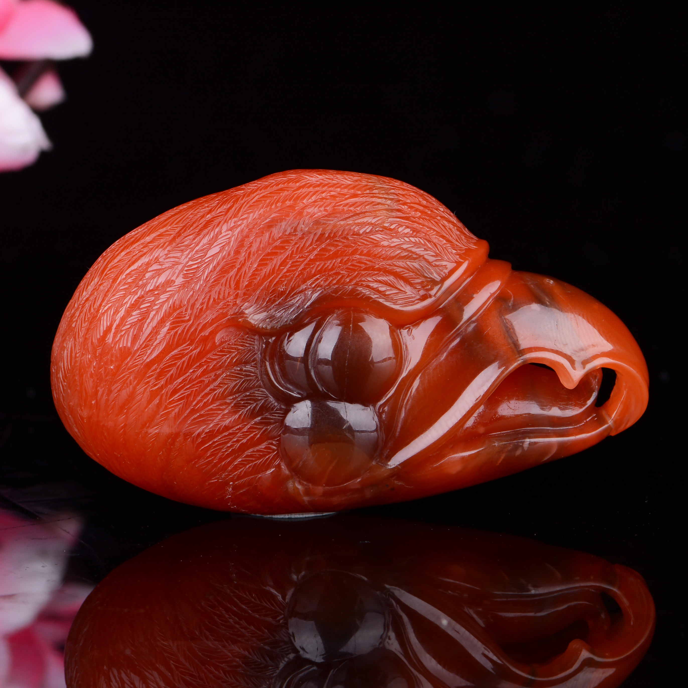 【即刻拍】46.87g精雕南红玛瑙《鹰头》吊坠