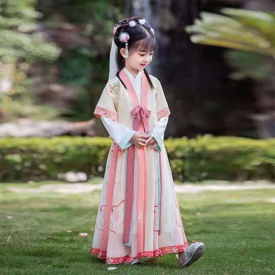 2021汉服女童古装小女孩超仙襦裙中国风秋冬连衣裙古风唐装国学服