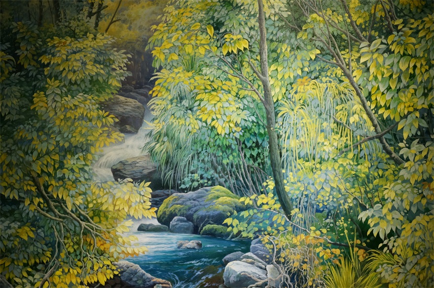 郑武贤《小河流水》实力派画家