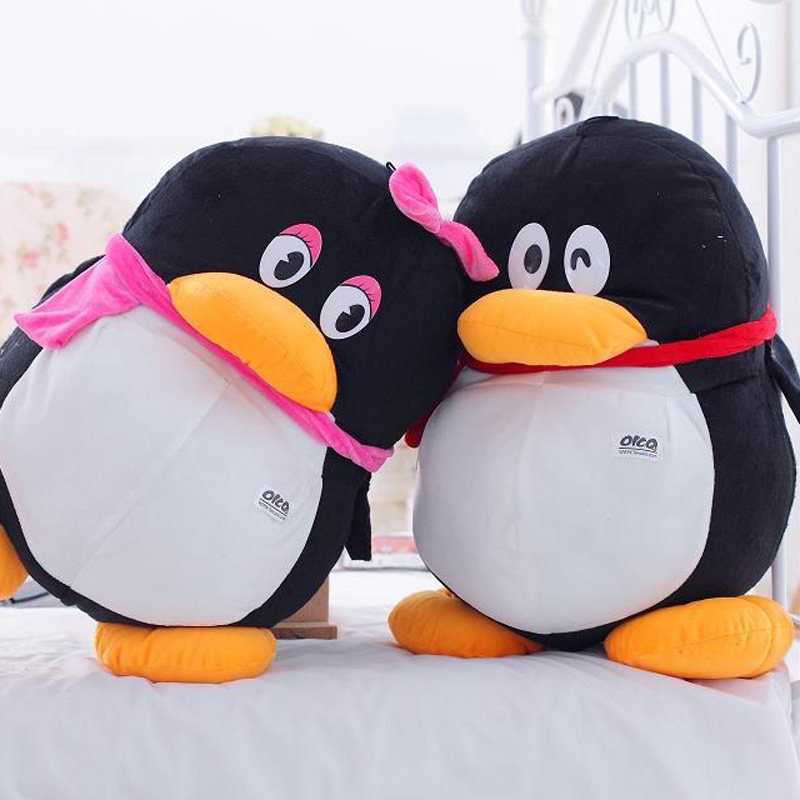 一折布娃娃 毛绒 一对_qq企鹅公仔毛绒玩具布娃娃生日礼物女生腾讯