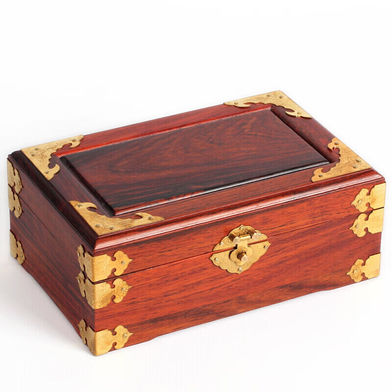 迪诚中式红木雕红酸枝装饰首饰盒实木质复古珠宝手饰品收纳盒木诚