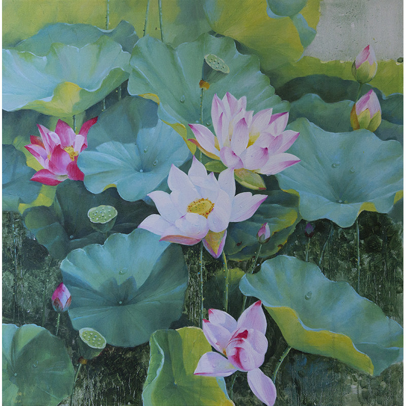 周海波《荷塘》60*90cm 实力派画家