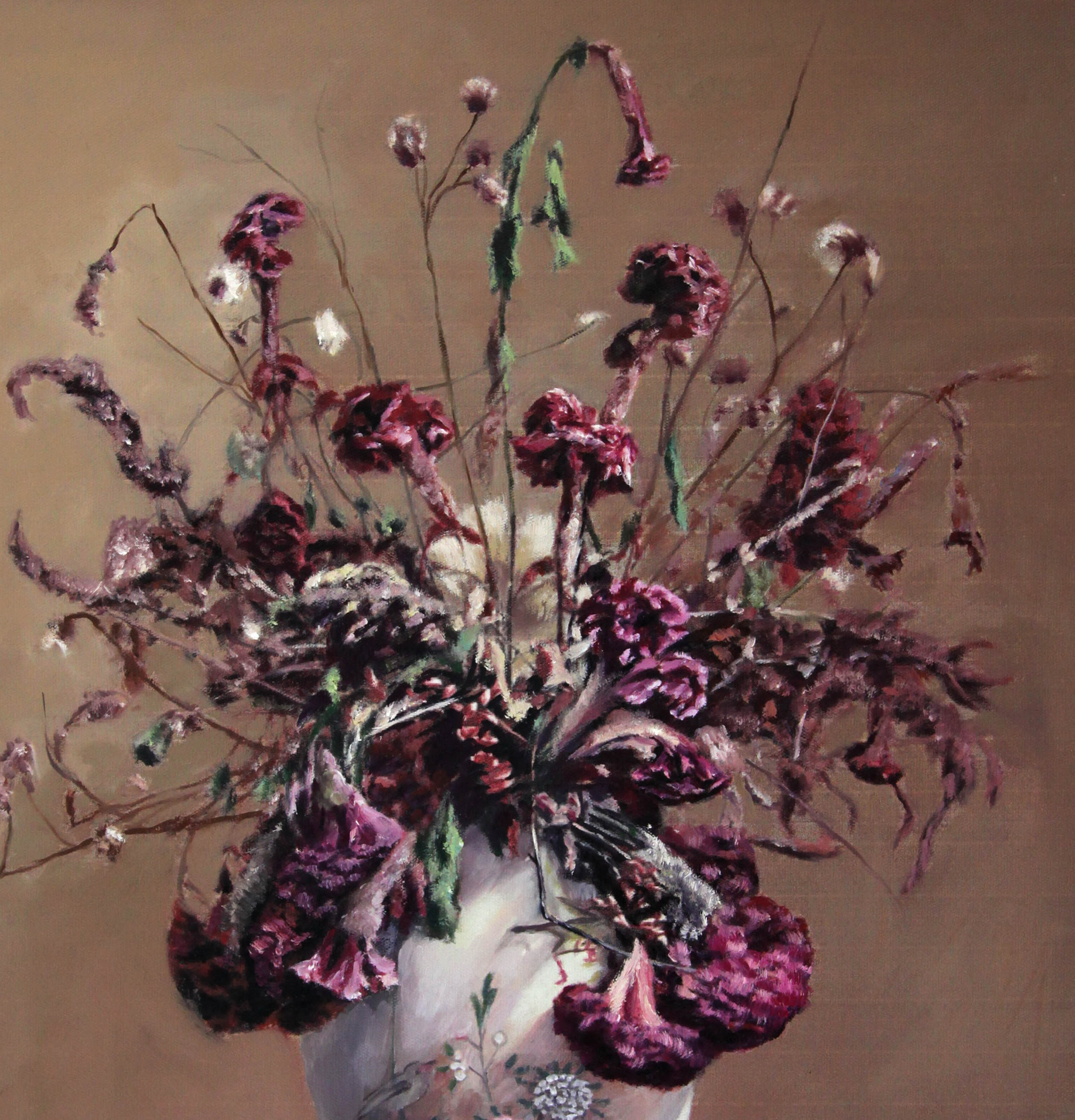 张贵强 《鸡冠花》 布面油画