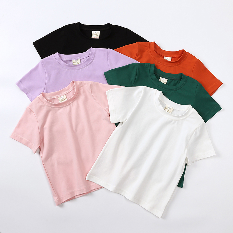 儿童短袖T恤2024新款夏装男女童韩版可爱纯色基础款时尚洋气上衣