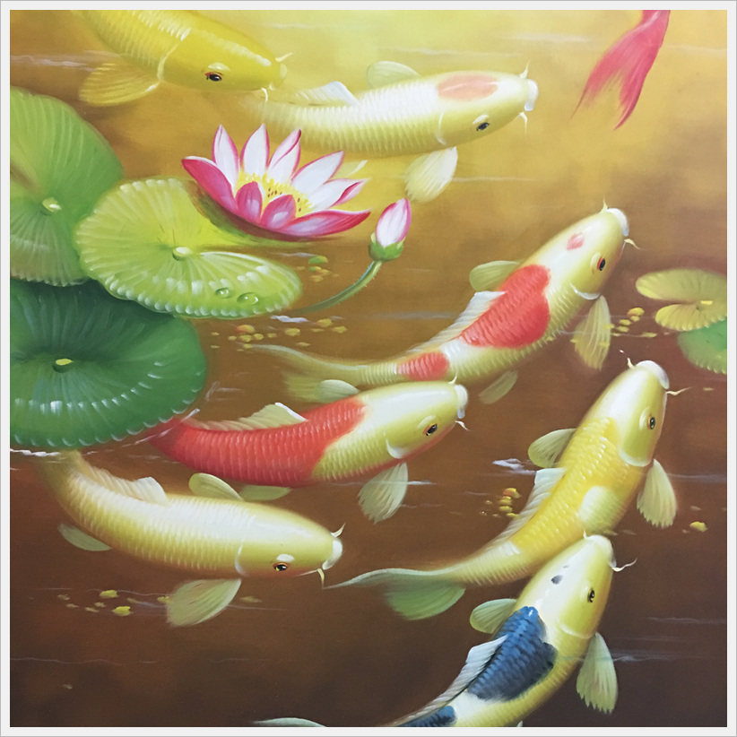 熊旺祥《锦鲤》布面油画