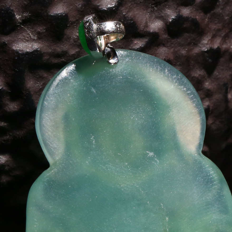 冰糯种翡翠灰绿色弥勒佛吊坠14.78克(含配件)