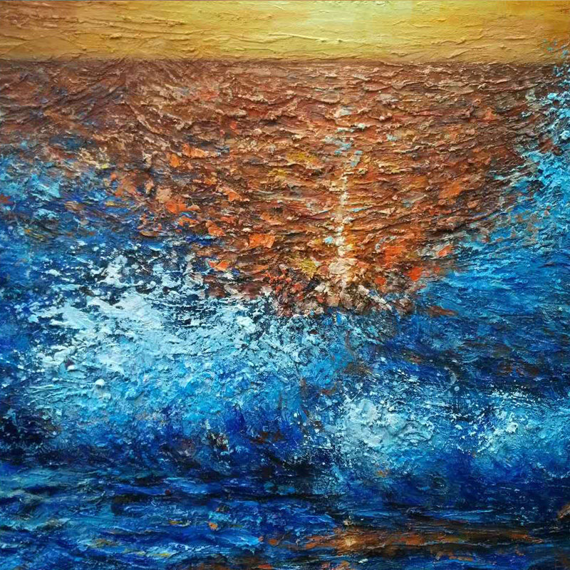 亚萍《旭日东升》60x120cm 青年女画家