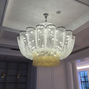后现代港式轻奢别墅客厅水晶灯售楼部大厅门厅定制椭圆形珠帘吊灯