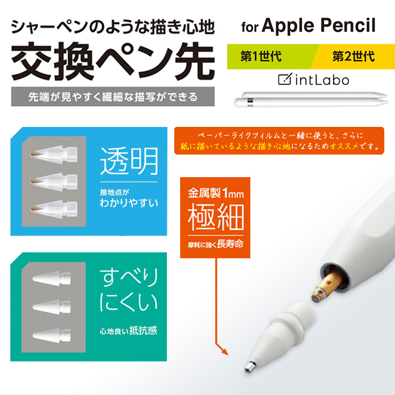星日社elecom苹果applepencil替换笔尖极细金属改造透明针管平替